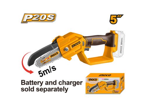 INGCO 20V 127mm akkus mini láncfűrész SOLO (csak készülék)
