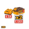 INGCO 20 V akkus kombikalapács 4,5 J SDS-Plus szénkefe nélküli (2 x 5,0 Ah akku + töltő) CRHLI202862E