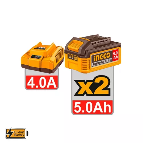 INGCO 20 V akkus kombikalapács 4,5 J SDS-Plus szénkefe nélküli (2 x 5,0 Ah akku + töltő) CRHLI202862E