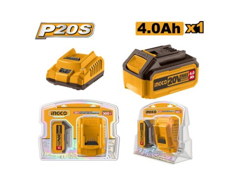 INGCO Akkumulátor és töltő szett 20 V (1 x 4,0 Ah akku + 2,0 A töltő)