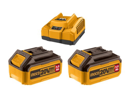 INGCO Akkumulátor és töltő szett 20 V (2 x 5,0 Ah akku + 4,0 A töltő)