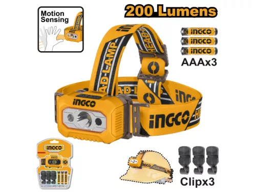 INGCO elemes 200 lm fejlámpa (3XAAA)