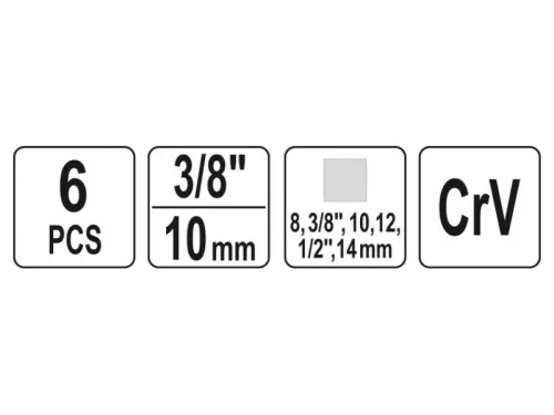 YATO  6 részes 3/8", 1/2" 8-14 mm olajleeresztő kulcs készlet CrV YT-05997