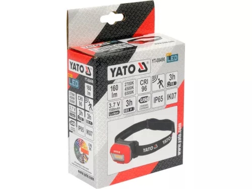 YATO 160 lm LED akkus fejlámpa