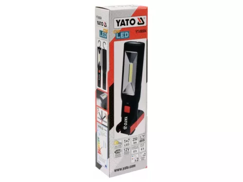 YATO akkus LED szerelőlámpa 3W COB, 250 lm, mágneses, akasztós, IP20, Li-ion