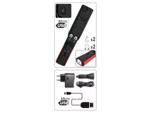 YATO akkus LED szerelőlámpa 3W COB, 250 lm, mágneses, akasztós, IP20, Li-ion