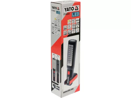 YATO akkus LED szerelőlámpa 30+7 LED 100/45 lm, IP20, mágneses, akasztós, Li-ion