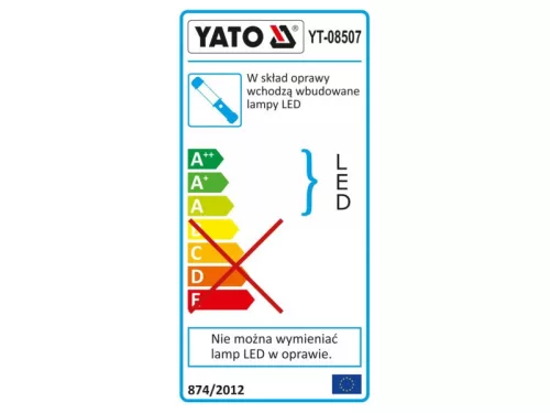 YATO akkus LED szerelőlámpa 30+7 LED 140 lm, IP20, mágneses, akasztós, Li-ion