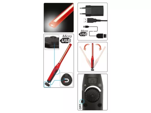 YATO 7W+3W Akkumulátoros LED lámpa – 600 lm + 120 lm, zseblámpa funkcióval, mágneses rögzítés