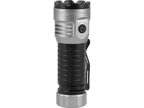 YATO Akkus LED zseblámpa – 3000 lm, 30W LED, 7 üzemmód, USB-C töltés, IPX4, alumínium ház