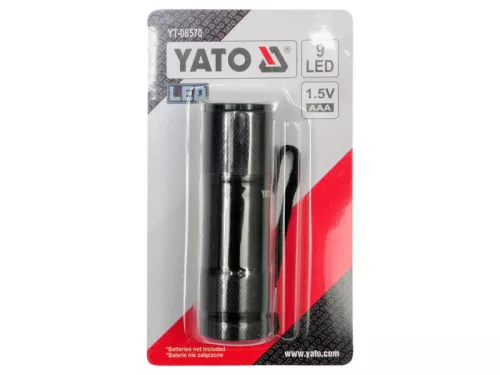 YATO LED elemes 30 lm zseblámpa alumínium fekete (3 x AAA)