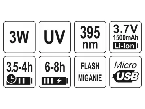 YATO UV akkus zseblámpa + szemüveg