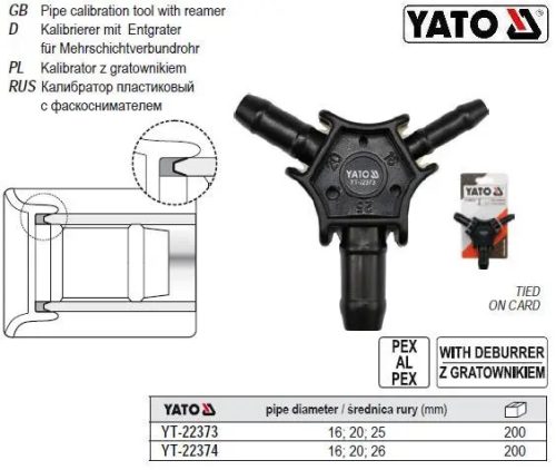 YATO 16-20-26 mm sorjázós csőkalibráló YT-22374