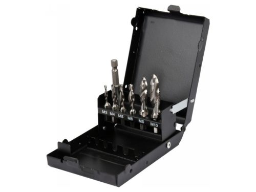 YATO 7részes HSS kombinált gépi fúró-menetfúró készlet, bit befogású, (M3-M4-M5-M6-M8-M10) fémkazettában