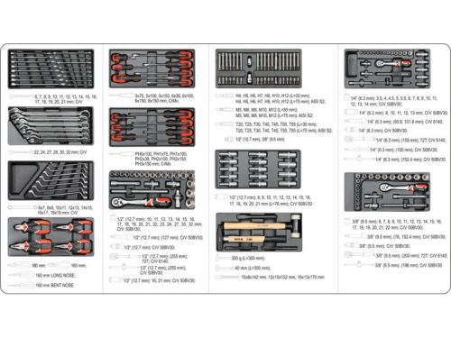 YATO 177 részes könnyített szerszámkocsi szerszámokkal