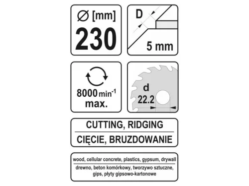 YATO 230 mm ráspolyos vágókorong YT-59163