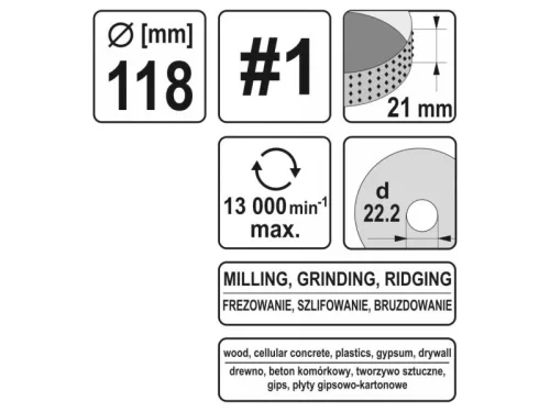YATO 118 x 21 mm ráspolykorong durva #1 YT-59177