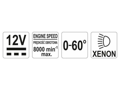 YATO 12V 0-60° xenon stroboszkóp lámpa, gyújtásidőzítés beállító lámpa