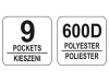 YATO Szerszámtáska csővázas 9 zsebes