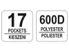YATO Szerszámtáska csővázas 17 zsebes
