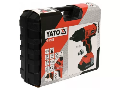 YATO 18 V 1/2" 700 Nm akkus ütvecsavarozó szénkefe nélküli (1 x 3,0 Ah akku + töltő) YT-82806