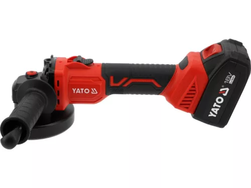 YATO 18V 125mm akkus sarokcsiszoló szett, szénkefementes (4.0Ahakku+töltő)
