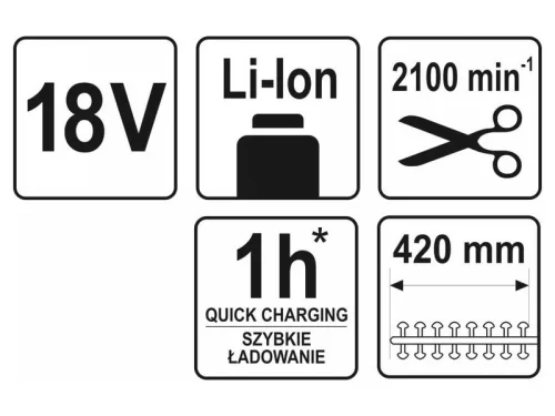 YATO 207-2740 mm 18 V Li-Ion akkus magassági sövényvágó (akku és töltő nélkül) YT-82835
