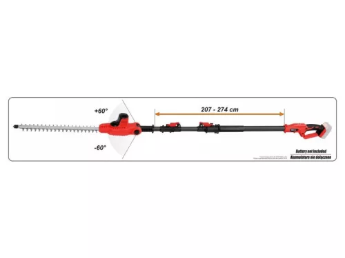 YATO 207-2740 mm 18 V Li-Ion akkus magassági sövényvágó (akku és töltő nélkül) YT-82835