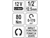YATO 12 V Li-Ion akkus sarok ütvecsavarozó 1/2" 80 Nm szénkefe nélküli (akku + töltő nélkül) YT-829021