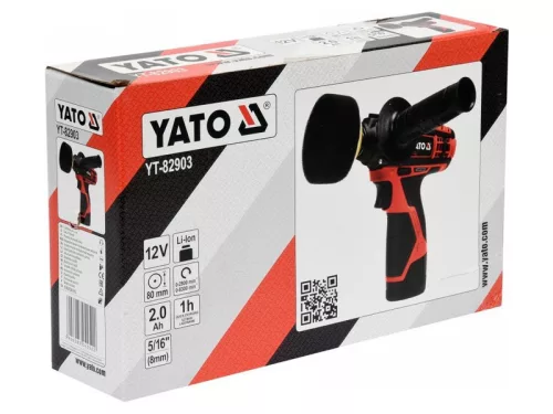 YATO 80 mm 12 V Li-Ion akkus polírozó (1 x 2,0 Ah akku + töltő) YT-82903