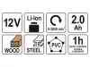 YATO 12 V Li-Ion akkus szablyafűrész (1 x 2,0 Ah akku + töltő) YT-82904