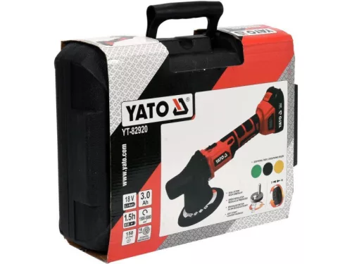 YATO 18 V Li-Ion akkus excenter polírozó 150 mm szénkefe nélküli (1 x 3,0 Ah akku + töltő) YT-82920