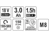 YATO 18 V Li-Ion akkus excenter polírozó 150 mm szénkefe nélküli (1 x 3,0 Ah akku + töltő) YT-82920