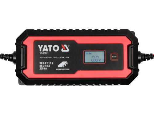 YATO 6/12V 2/8A akkumulátor töltő, max. 200Ah, LCD kijelző