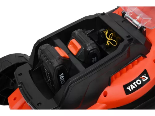 YATO 34cm 36V akkus fűnyíró 2X18V (2 x 2,0 Ah akku + töltő)