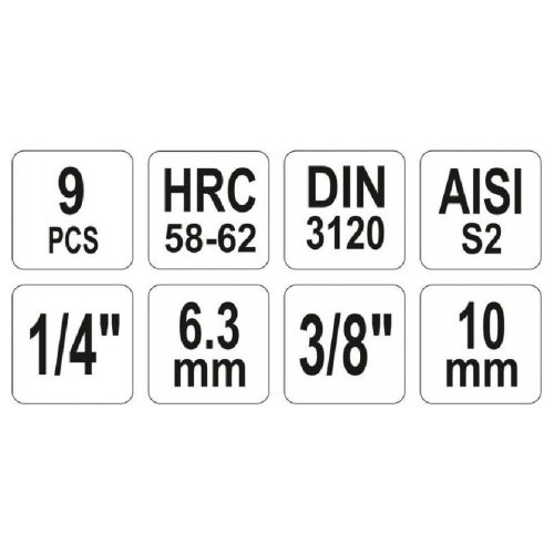 YATO 9db 1/4-3/8" 2-12mm imbusz dugókulcs szett